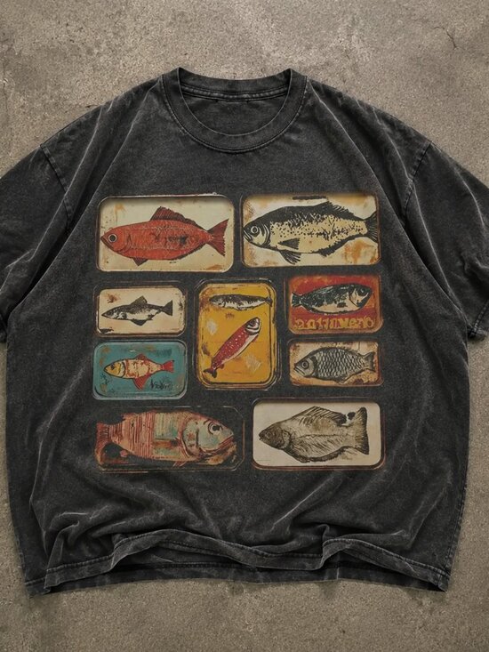 Comfort Colors Other - Retro Fish Art Graphic Tee, Cottagecore Sardine Lover T-Shirt
